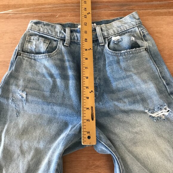 Cello Jean Women 00/23 Blue High Rise Distressed Destroyed Button Fly Preppy - Picture 9 of 14